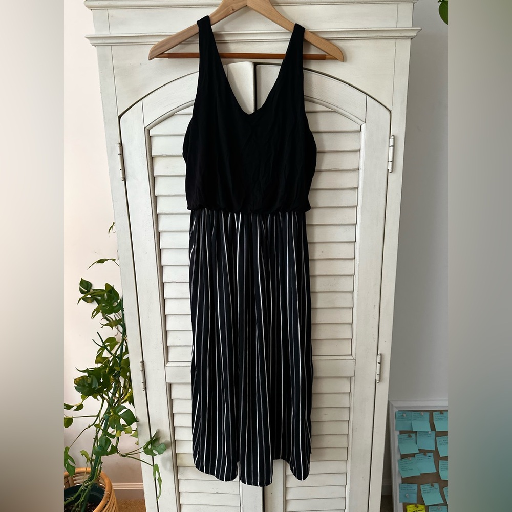 LOFT STRIPED MIDI DRESS